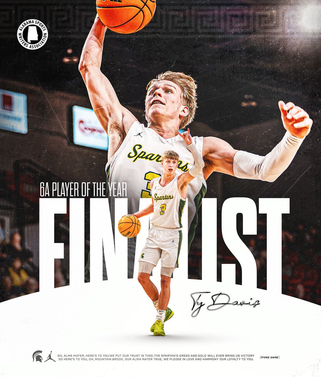 Congratulations to @tydavis_3 for being named a 6A PLAYER OF THE YEAR Finalist by ASWA! #GSG #FEARLESS @mbs_athletics @mtnbrookschools @BluejayMBB