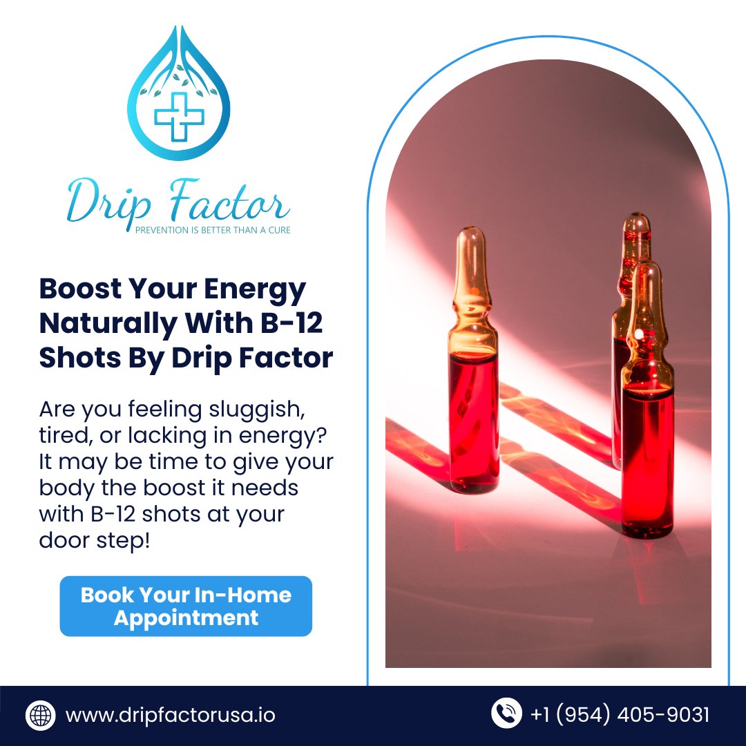drip_factor's tweet image. Experience the energizing benefits of B-12 shots with Drip Factor. Book your in-home appointment today and feel the difference!

Phone: +1 (954) 405-9031
Website: dripfactorusa.io

#DripFactor #B12Shots #InHomeService #EnergyBoost #HealthWellness #IVTherapy