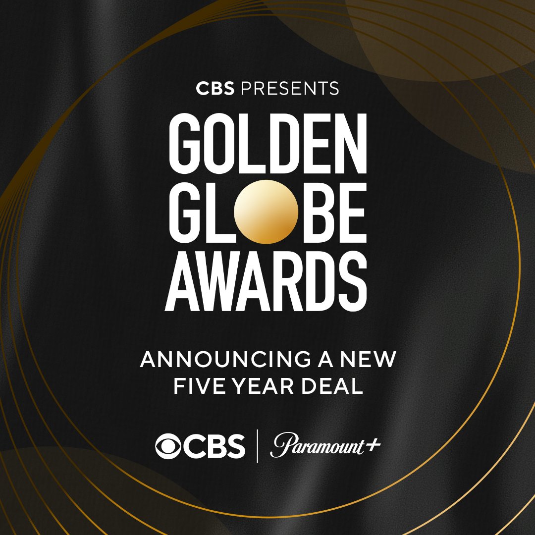 We are thrilled to announce a new five-year deal for the Golden Globe Awards with @CBS 🏆 The award show will continue to be broadcast on the network and live stream on @paramountplus! The new deal kicks off with the January 2025 broadcast. #GoldenGlobes