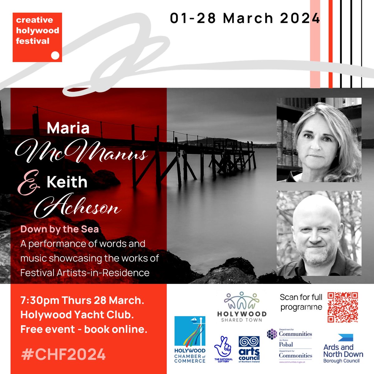 Creative Holywood Festival Artists-in-Residents perform work they’ve created across March. Poet ⁦@maria_mcmanus⁩ & composer ⁦@Keith_Acheson⁩ Free event Thursday 28th 7.30pm ticketsource.co.uk/creativeholywo…