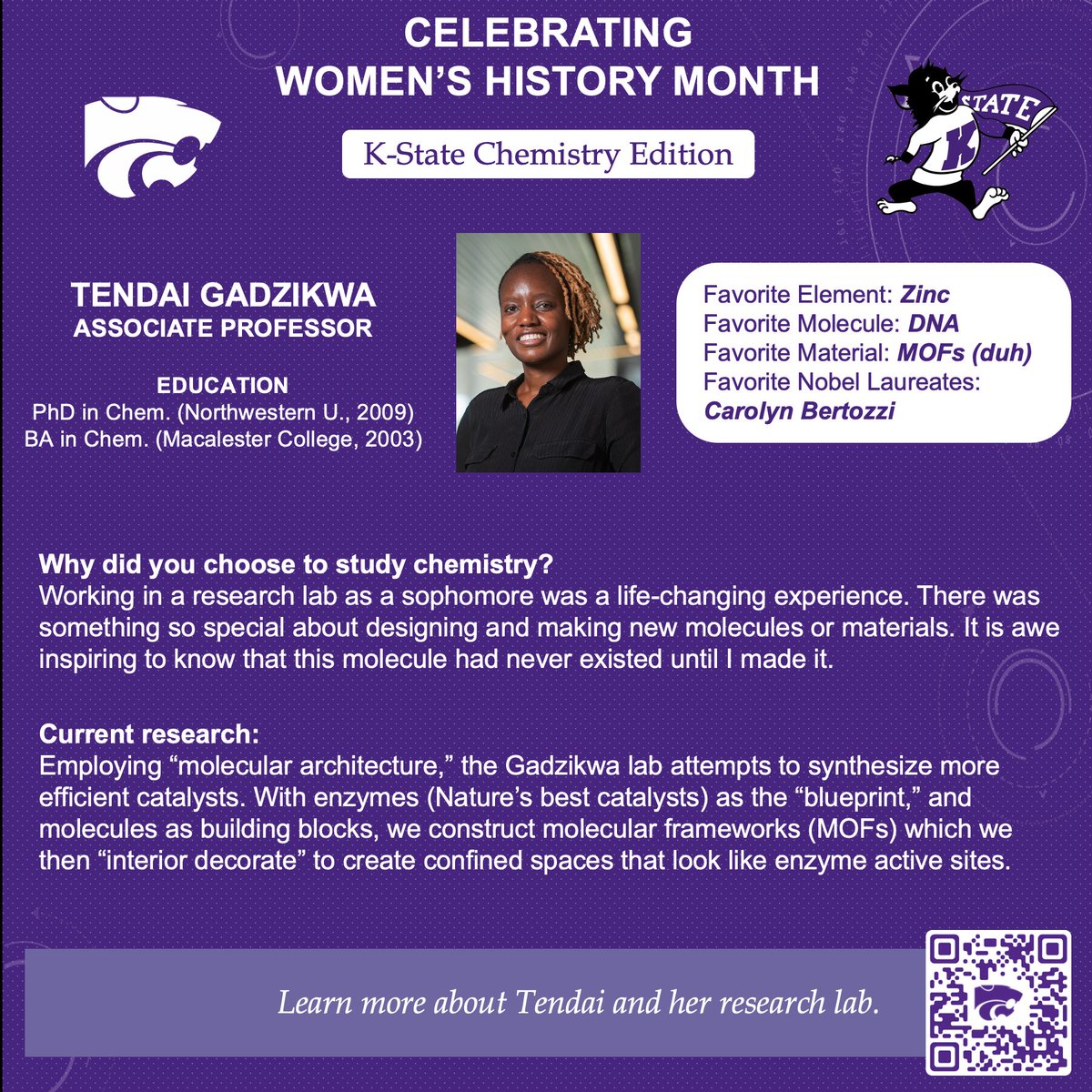 Next up is Tendai Gadzikwa @GadzikwaLab #WomensHistoryMonth #WomenInChem #BlackInChem