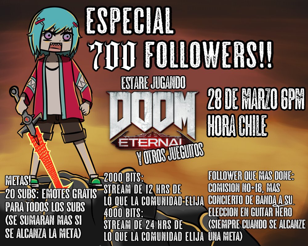 tv_nerin's tweet photo. HOLA GENTE BONITA!!!
El ultimo stream llegamos a los 700 seguidores!! lanza confeti con la mano* por lo cual sale especial como habíamos anunciado en vivo jugando el DOOM ETERNAL
así que los espero el jueves 28 de marzo a las 6 PM y a las 9 PM les tendremos una gran sorpresa!! https://t.co/82b35ZqwPM