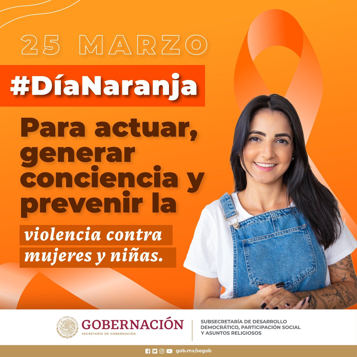 Hoy y siempre, reafirmo mi compromiso con la lucha por un futuro sin violencia hacia las mujeres y niñas. Cada 25 de mes, representa un horizonte lleno de esperanza y libre de agresiones. 🧡 #Díanaranja #mujeres #GobiernodeMéxico #25marzo