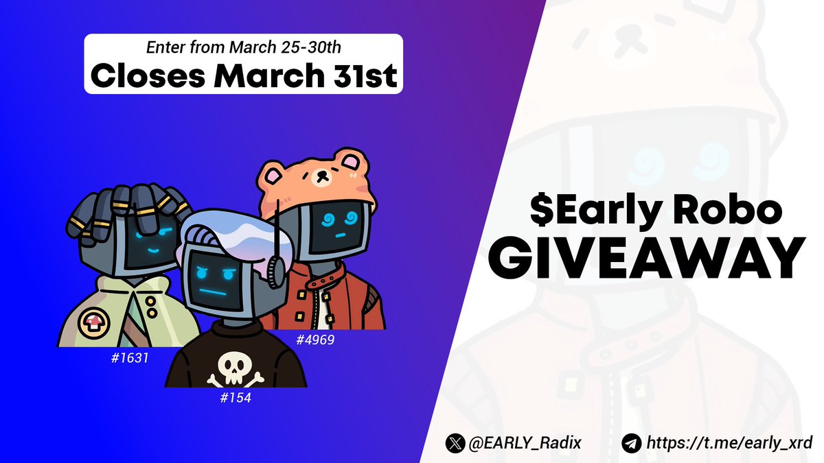 🔥TURN UP THE HEAT! 🔥

3 <a href="/radical_robos/">Radical Robos</a> for 3 Lucky Winners! All your have to do is this!👇

• Follow @Hammyxrd, <a href="/radical_robos/">Radical Robos</a>, <a href="/EARLY_Radix/">EARLY</a> 
• Tag 3 Friends!
• Join the Early Telegram!

Closing Dates are in the graphic below!
