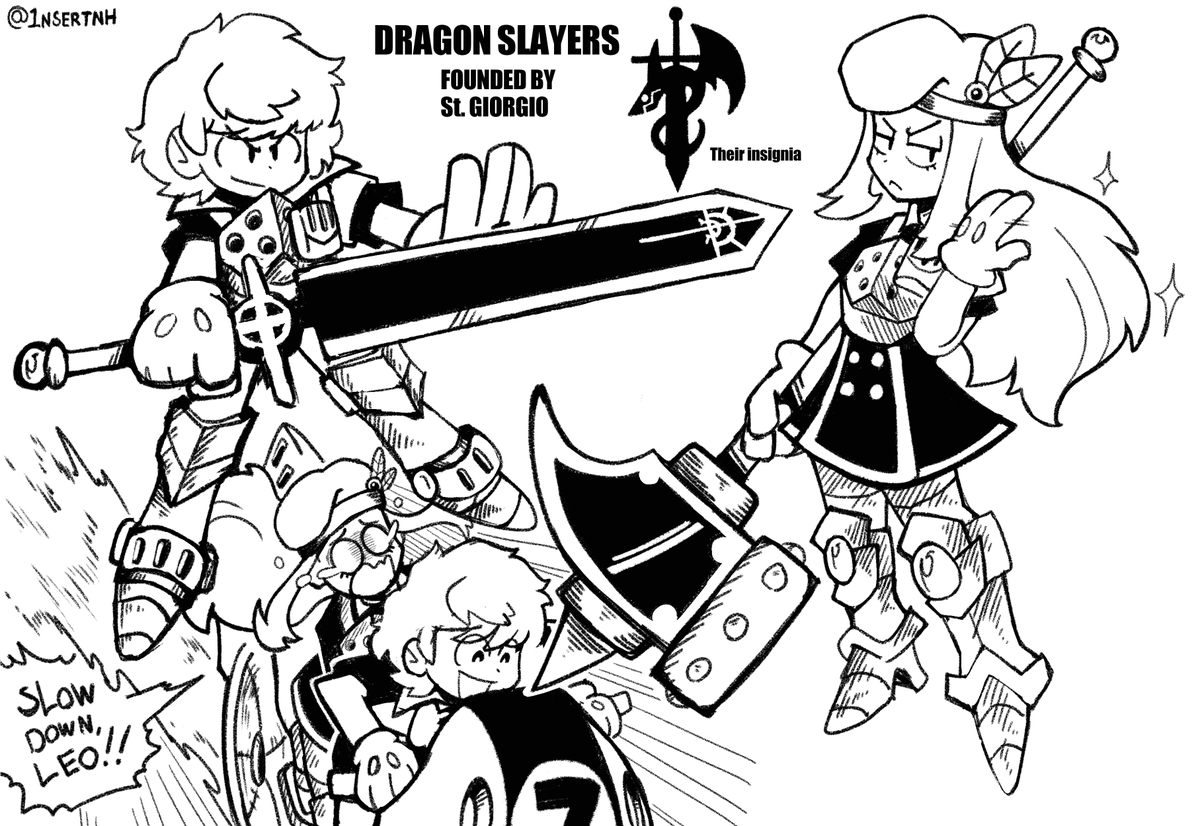 Here are the Dragon Slayers of the squadron. Leo is the energetic and plucky happy go lucky MC. Holly is a totally average girl who unfortunately for her gets roped up in everyone's shenanigans (mostly by Leo, Luzita and Bossman).