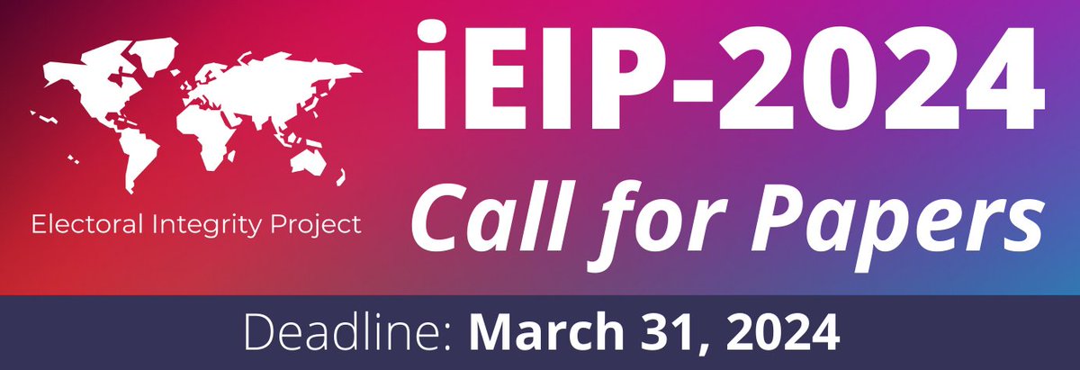 Only a week left to apply for iEIP-2024!! The workshop is free, online and open to everyone around the world.🌍 Submit your papers here: electoralintegrityproject.com/ieip-2024