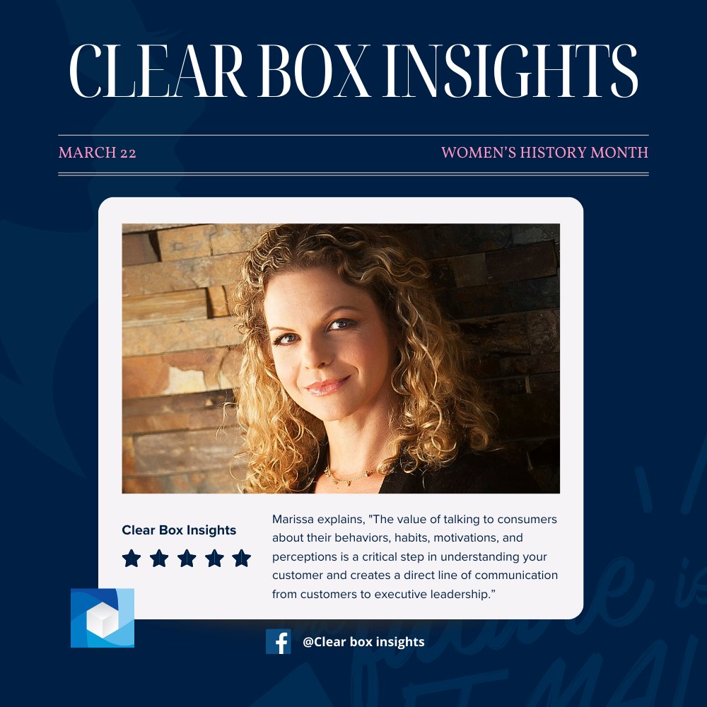 Celebrate Women’s History Month with Clear Box Insights, a woman-owned business led by Marissa Vidler, a seasoned market research expert. She's conducted thousands of consumer-focused sessions, bringing their voices to life. Visit ow.ly/E4j150R02KW  #KansasSBDC