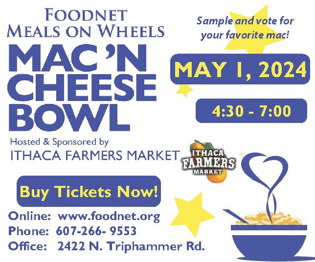 FoodnetMOW's tweet photo. Get pre-sale tickets now for the 11th Annual Foodnet Mac 'n Cheese Bowl, May 1st at Ithaca Farmers Market
https://t.co/43CosXWC9g
🧀Pre-Sale Tickets🧀
Adult: $15.00
Kids (5 - 12): $10.00
Kids (4 &amp; Under): Free
🧀At The Door🧀
Adult: $20
Kids (5 - 12): $15
Kids (4 &amp; Under): Free https://t.co/MJEE4tKtvo