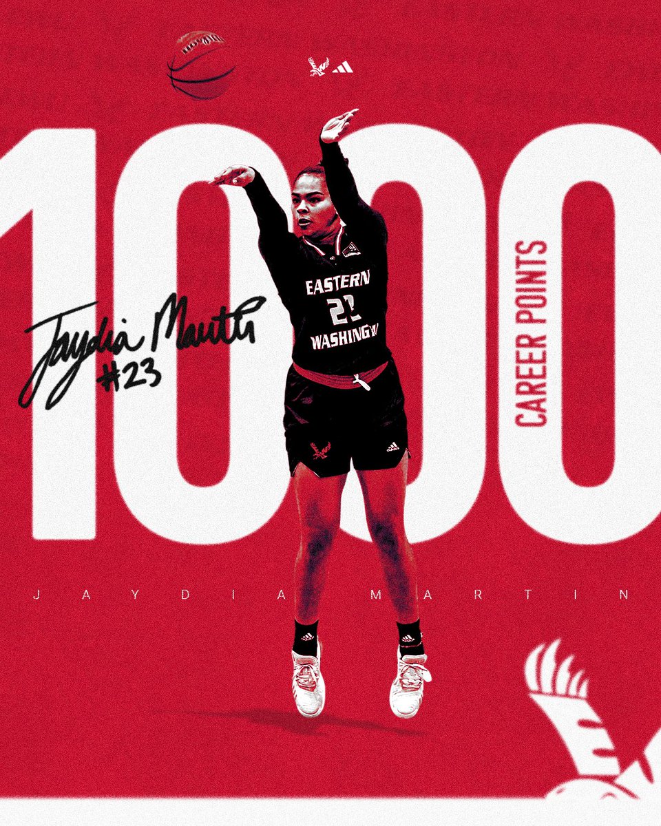 Going into the offseason with another member of the 1️⃣0️⃣0️⃣0️⃣ point club! Congrats @JaydiaMartin! #GoEags #ForEachOther #BigSkyWBB #ncaawbb