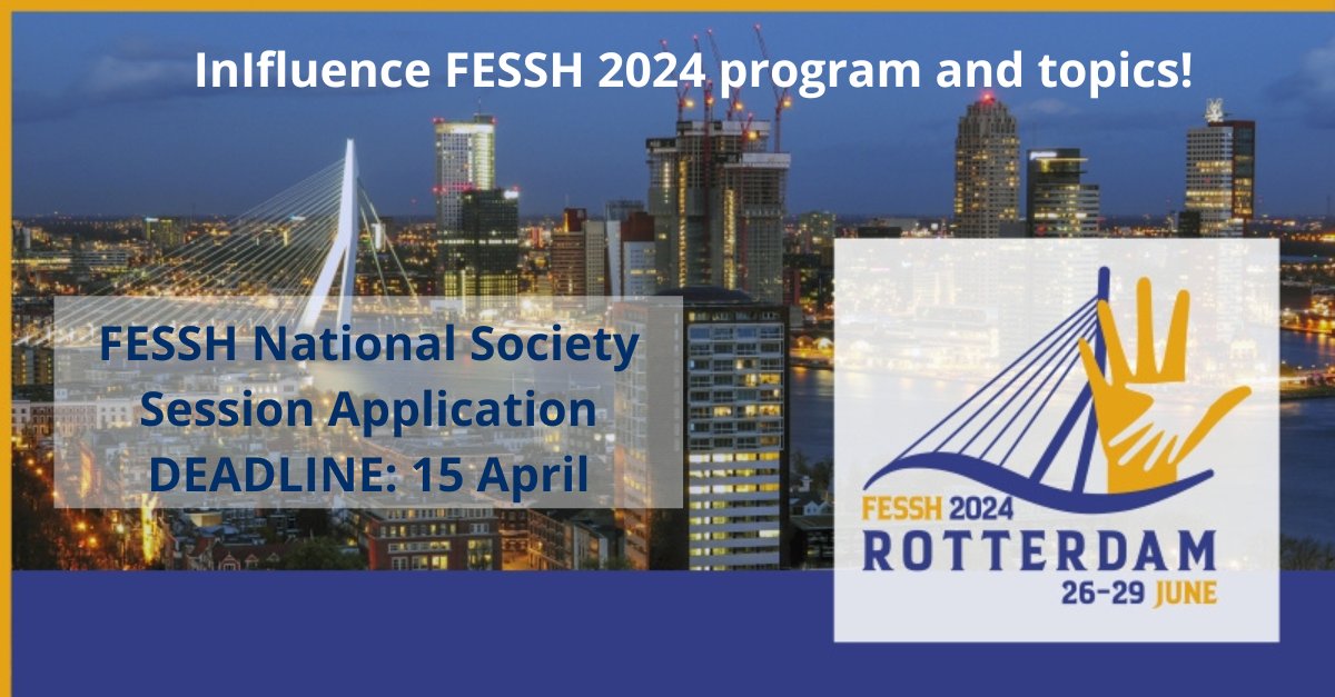 Members of national societies are welcome to propose a session of choice for the scientific program on 27 June, concerning any aspect of hand surgery. Submit your proposals by 15 April 2024. Details: fessh2024.com