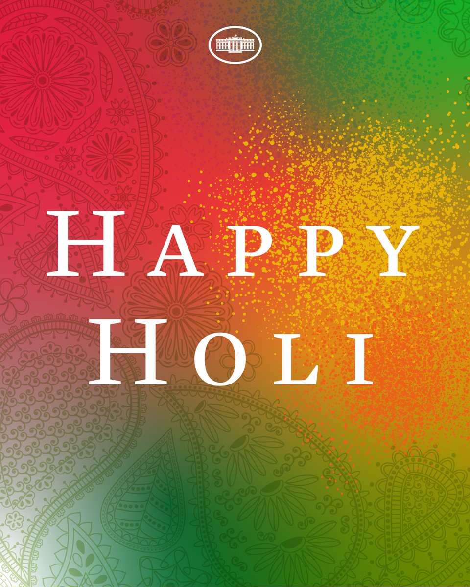 Today, millions around the world will join together to celebrate Holi, the arrival of Spring, with Gulal and vibrant colors. Jill and I wish all those observing today’s Festival of Colors joy and happiness.