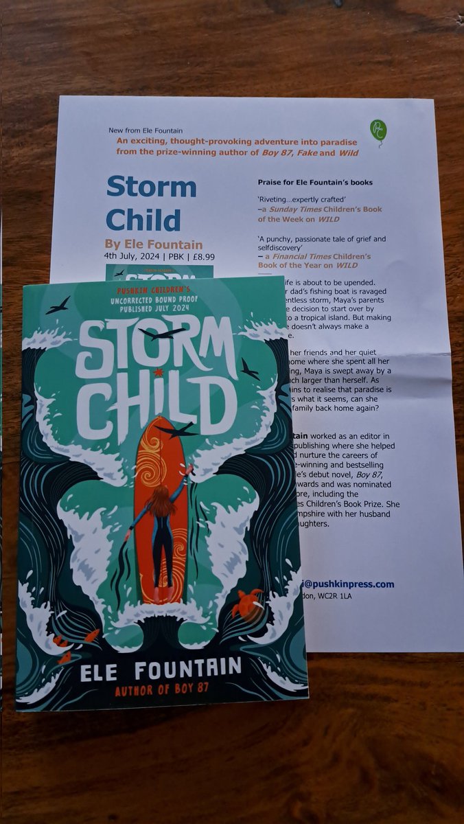 What a way to begin the week! I love @EleFountain books & Storm Child looks like it's going to be another brilliant & thought-provoking read. @PushkinChildren