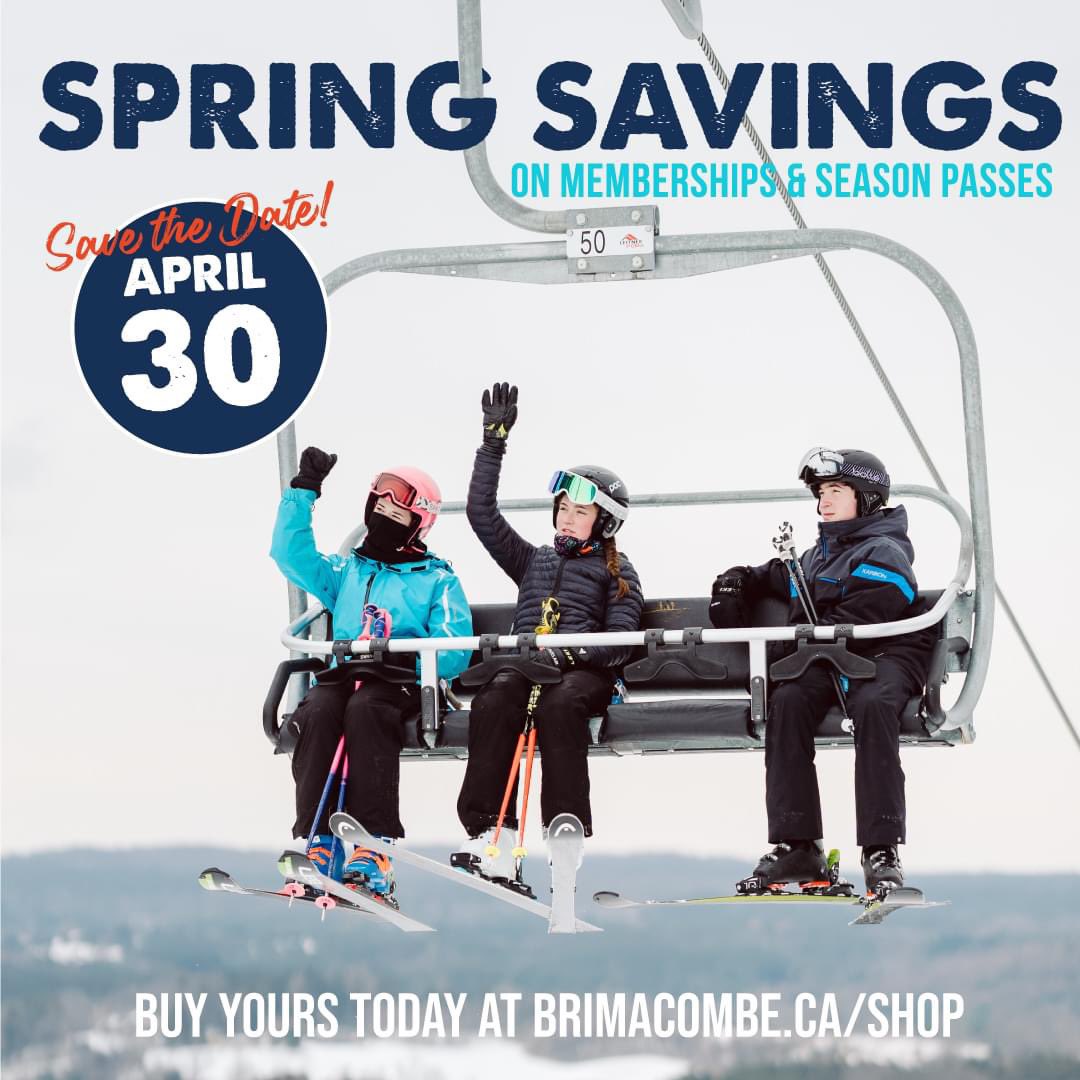Don't miss the BEST rate before the season – purchase your 2024-25 Memberships and Season Passes before April 30 and lock in your Spring Savings! 

For more info or to buy your 2024-25 Membership or Season Pass today, visit: bit.ly/brimacombepass…