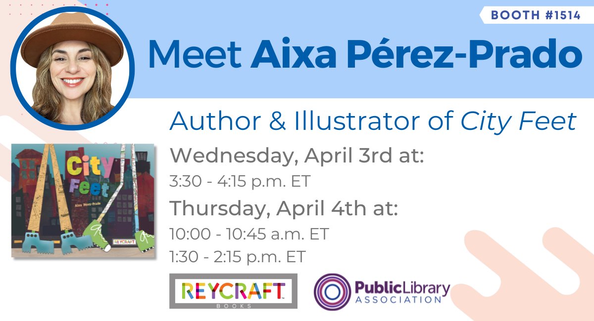 Reycraft Books (@reycraftbooks) on Twitter photo Meet Aixa Pérez-Prado, author and illustrator of 'City Feet' at #PLA2024 in the Reycraft Books booth #1514! <a href="/ALA_PLA/">Public Library Association</a> @ProfessorAixa
Learn more→ hubs.ly/Q02q9Q5z0 Meet Aixa Pérez-Prado, author and illustrator of 'City Feet' at #PLA2024 in the Reycraft Books booth #1514! <a href="/ALA_PLA/">Public Library Association</a> @ProfessorAixa
Learn more→ hubs.ly/Q02q9Q5z0