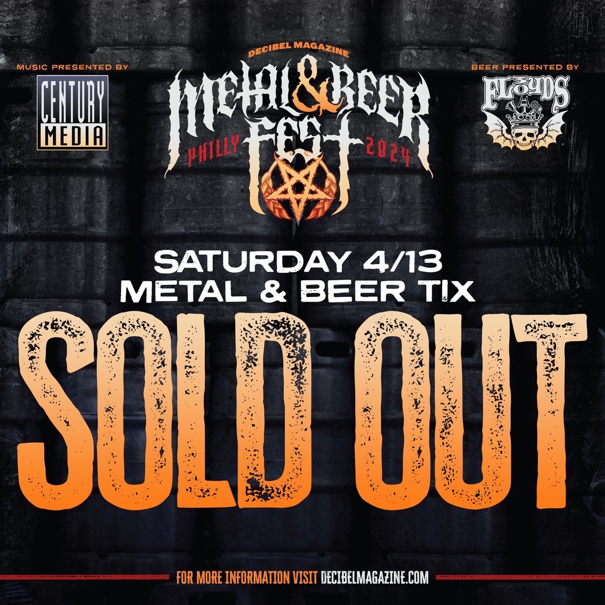 It's *Last Call* for 'Metal & Beer' ticket options! Single Day 'M & B' Tix for Sat April 13th are now SOLD OUT (!) + LIMITED 2-Day 'Metal & Beer' Passes remain! All remaining ticket options + single day lineups: decibelmagazine.com/events/metalan…