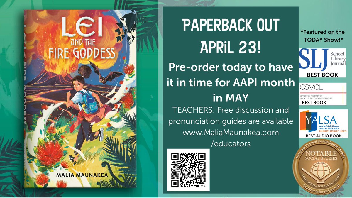 I don't know why #paperback is trending, but hopping on to say the #paperback of LEI AND THE FIRE GODDESS comes out 4/23 and is available for pre-order now wherever books are sold! DM for school visit availability