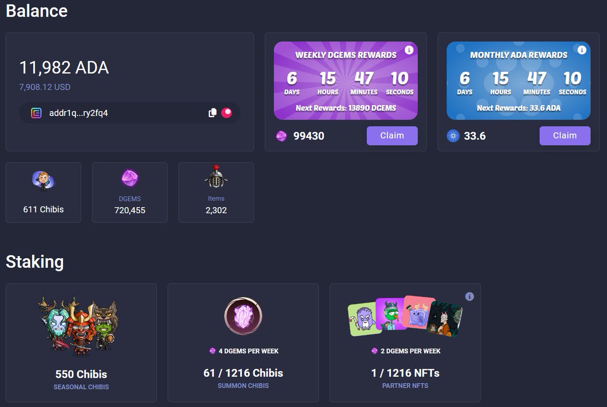 GM Chibi Army 🍡 Its a new week, so its time to claim $DGEMS 👺 Although $DGEMS stack forever and you can claim them whenever you want for your convenience 👀