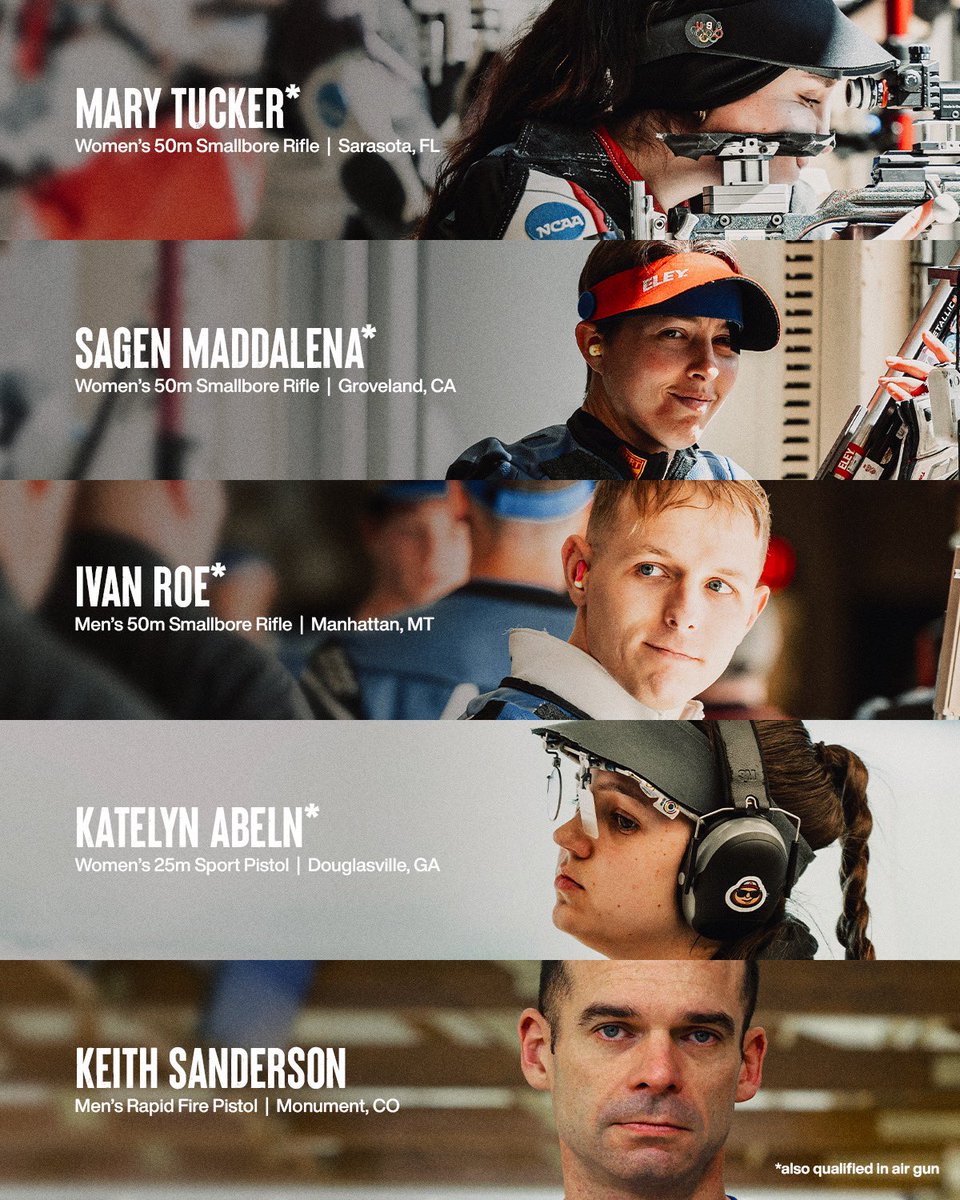 TeamUSA's tweet photo. Right on target 🎯

Five new @USAShooting athletes are headed to @Paris2024!

#MTUSA https://t.co/JStxAk1FtP