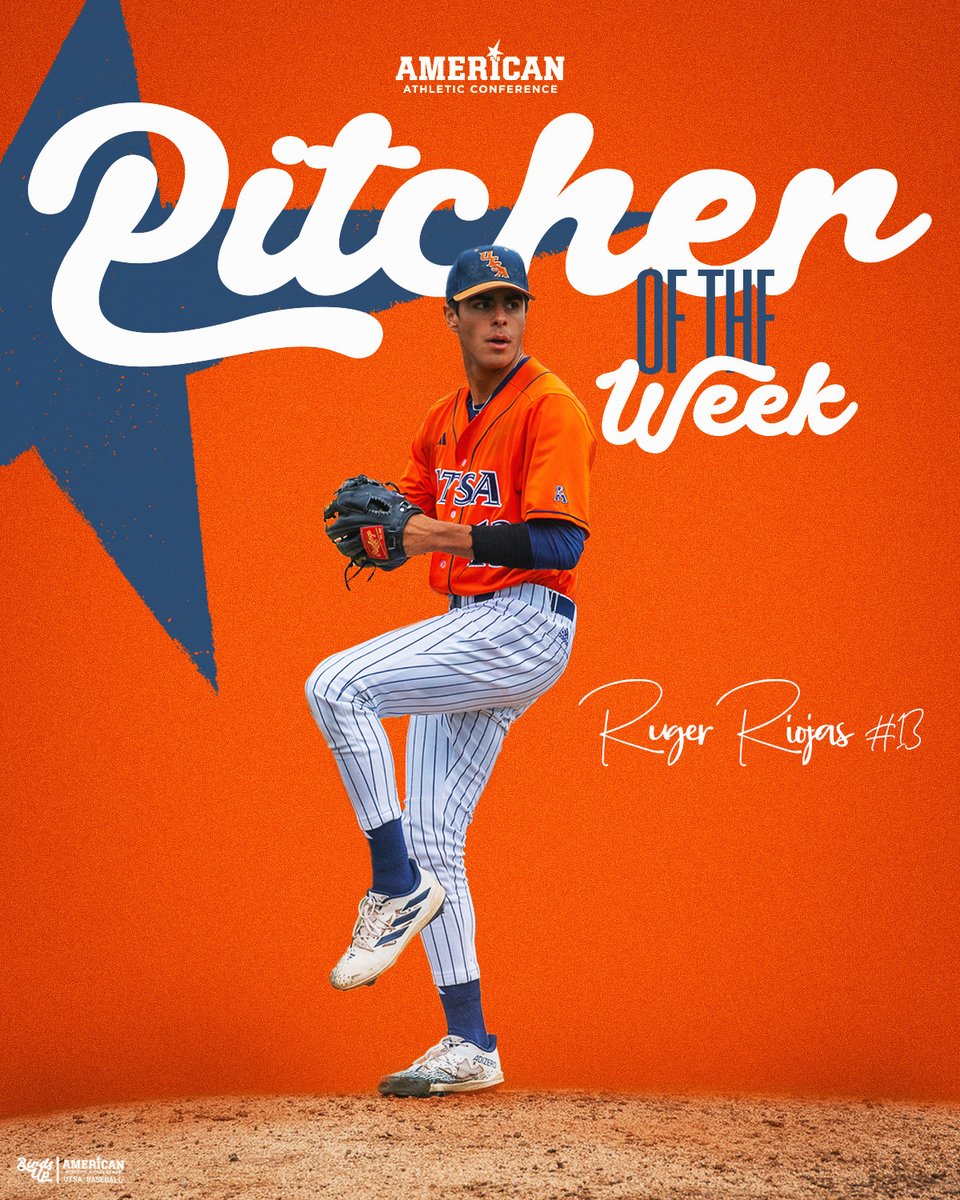 Ruger Riojas = Mr. Reliable 🫡 📈 2 appearances, 2 saves, 0 ER, 6 K ✅ @American_Conf Pitcher of the Week! #BirdsUp 🤙 | #LetsGo210