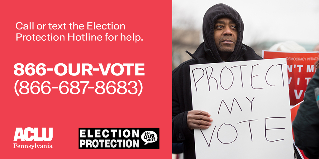 Make sure that your vote is protected on Election Day on April 23 with the Election Protection Hotline! Call or text 866-687-8683 (OUR-VOTE) for any questions at the polls.