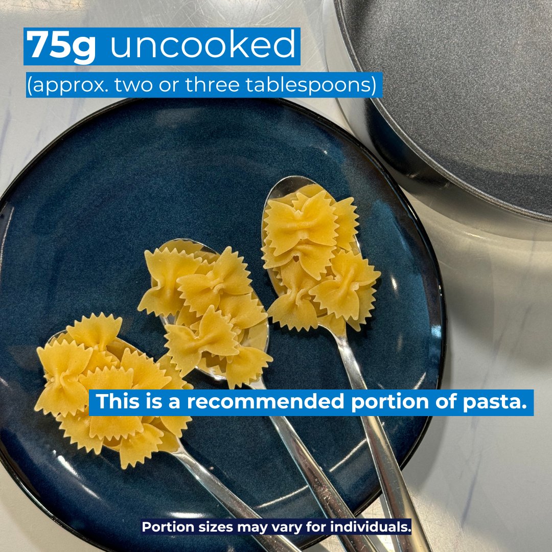 Pasta lovers, where are you? 🍝 Ever wondered what the perfect pasta portion looks like before it hits the boiling water? The answer may surprise you! 🤯 Find out below! 👇 🔗 Learn more: bit.ly/3U2Jphz #PortionSizes #HealthyLiving #EatWell