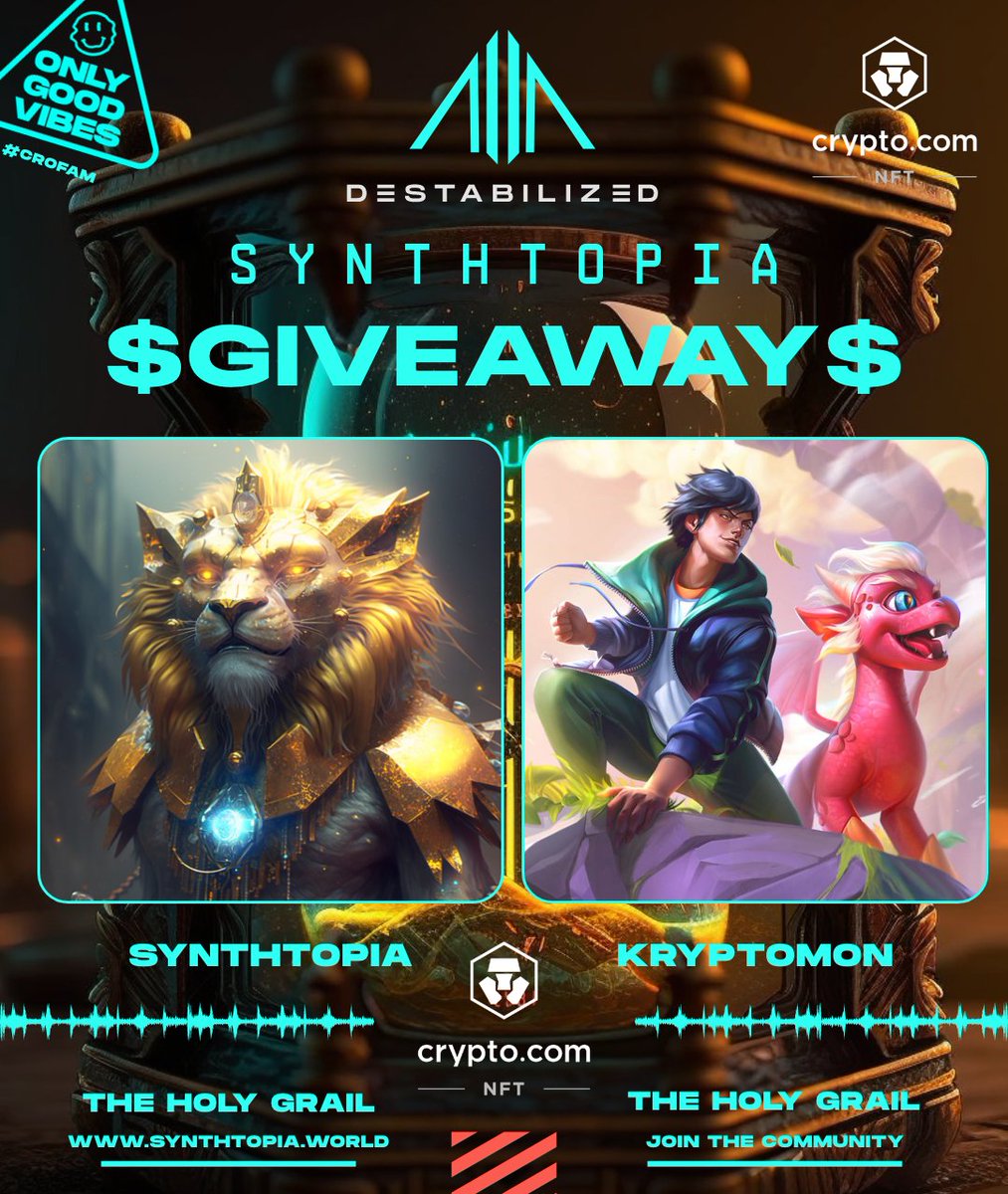 ⚡️ SYNTHTOPIA x KRYPTOMON #GIVEAWAY 🎉

🏆 1x CUSTOM SYNTHTOPIA NFT {OMEGA}
🏆 1x SYNTHTOPIA 1/1 LEGENDARY NFT
🏆 5x KRYPTOMON NFTs + $100 in $kmon.

🚀We're thrilled to announce an exciting collaboration with <a href="/KryptomonTeam/">KMON | MMORPG</a>! Unveil the exclusive 'KMON Hunters and brace yourself