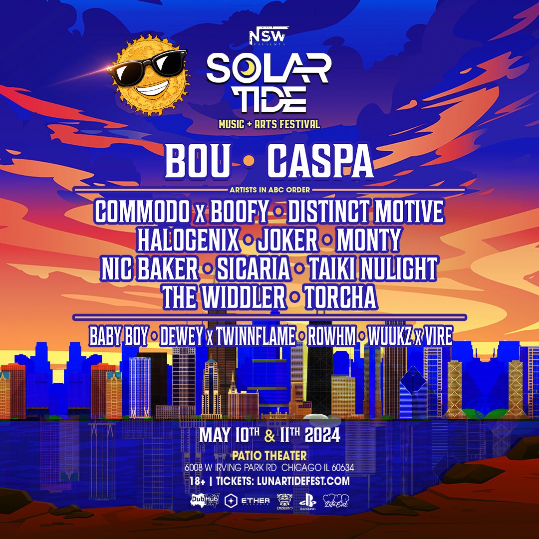 𝙎𝙊𝙐𝙉𝘿 𝙎𝙔𝙎𝙏𝙀𝙈 𝙈𝙐𝙎𝙄𝘾 at Solar Tide is less than 50 days away! 🌞🌊 @caspaofficial @Joker @The_Widdler @Halogenix @sicariaonline @DistinctMotive @torchadub & many many more… grab those tix and join us in a weekend for the culture 🔜🔊🎶 🎫-> Tix in Bio