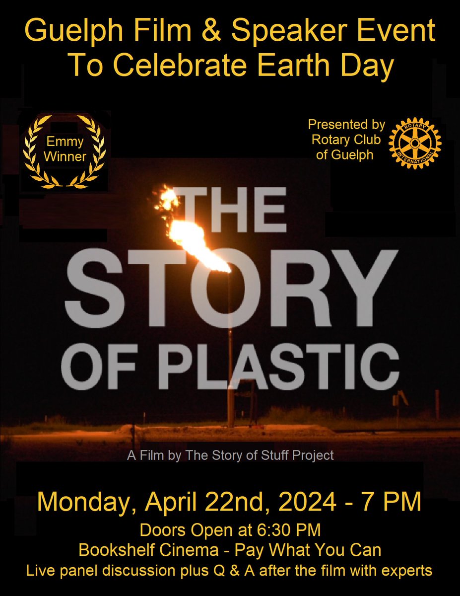 Celebrate #EarthDay in #Guelph with a film and panel of expert speakers.

This year's International Earth Day theme is #PlanetvsPlastics, making #TheStoryofPlastic the perfect choice for Earth Day 2024.

Participants Automatically Entered to Win a Prize Basket

<a href="/Bookshelfnews/">The Bookshelf</a>