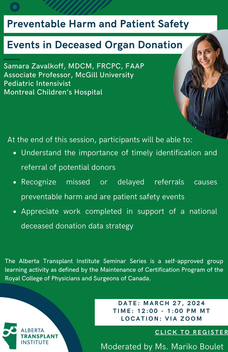 We are delighted to host Dr. Samara Zavalkoff in our seminar series this Wednesday. Date: March 27, 2024 Time: 12-1 PM MT Location: Online via Zoom Register for the seminar here: shorturl.at/pzTUZ