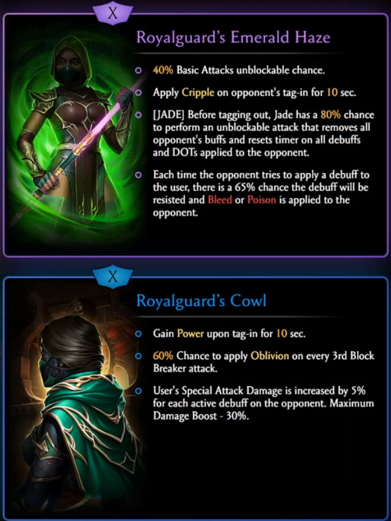 I like how Mk Mobile is making Jades Staff pink/purple again
also Royalguards Emerald Haze sounds so cunty???
