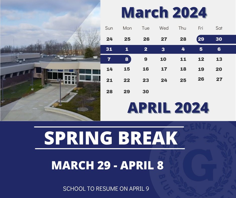 REMINDER: Spring Break Starts This Week! Our Spring Break kicks off on Friday, March 29th, and lasts through Monday, April 8th. Just a friendly reminder: There will be NO school on the 29th or the 8th. Classes will resume bright and early on April 9th.