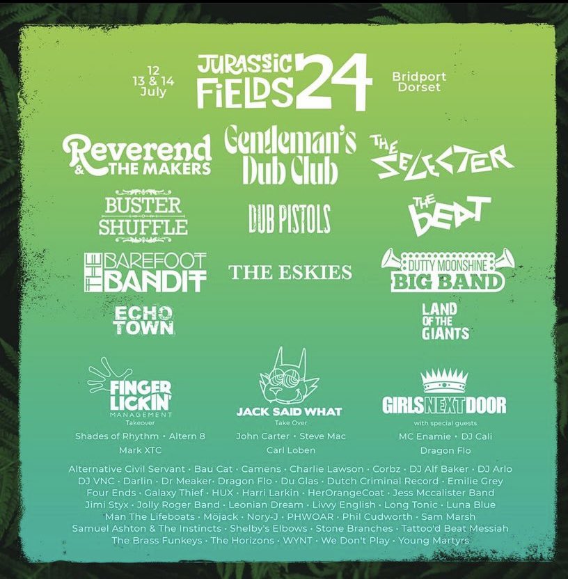 Buzzing to be on the bill for @jurassicfields alongside fellow Sheffield band @Reverend_Makers