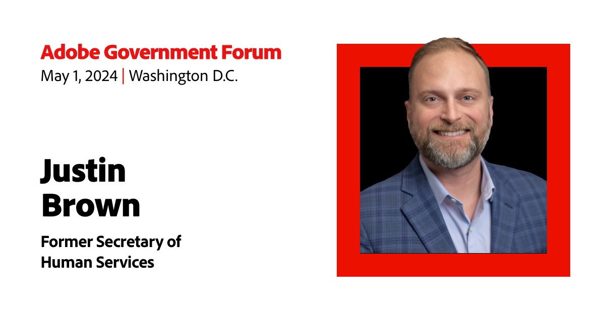 GovExec Events (@govexecevents) on Twitter photo Register today hear from the #PublicSector experts leading the way in government experience at the #AdobeGovForum <a href="/jbrownokc/">Justin Brown</a>
tinyurl.com/AGF0501X Register today hear from the #PublicSector experts leading the way in government experience at the #AdobeGovForum <a href="/jbrownokc/">Justin Brown</a>
tinyurl.com/AGF0501X
