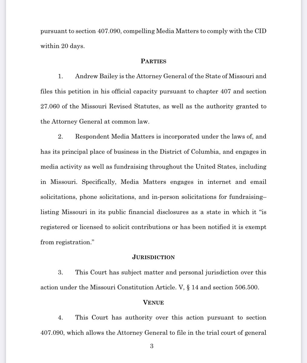 🚨BREAKING: I am filing suit against Media Matters to force them to turn over documents regarding their solicitation of donations to bully advertisers into pulling out of X, the last platform dedicated to free speech in America. THREAD: