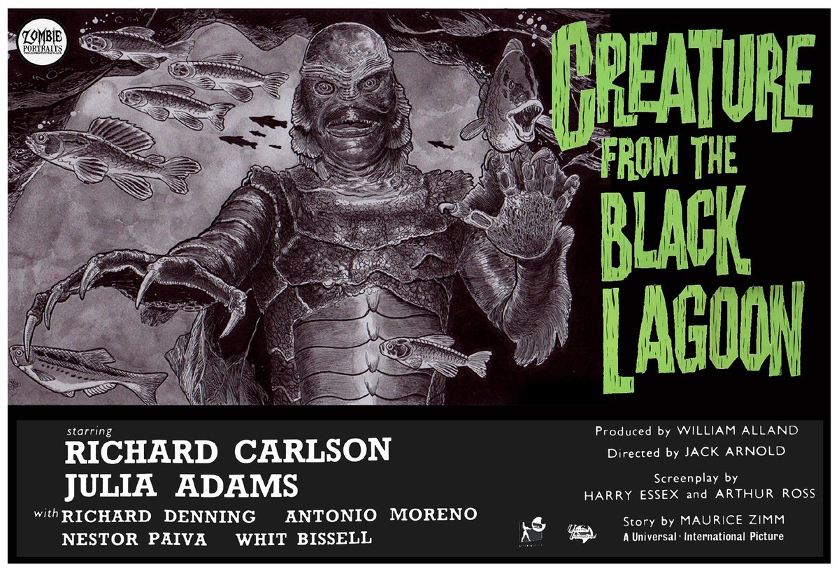 HEY GUYS! Thoughts on my latest Movie Poster...Should I make these available at conventions? LOVE taking these Black and White classics and playing! #creaturefromtheblacklagoon #classichorror #horrormoviesandchill #vintageposters #movieposters #posterart #moviemonsters