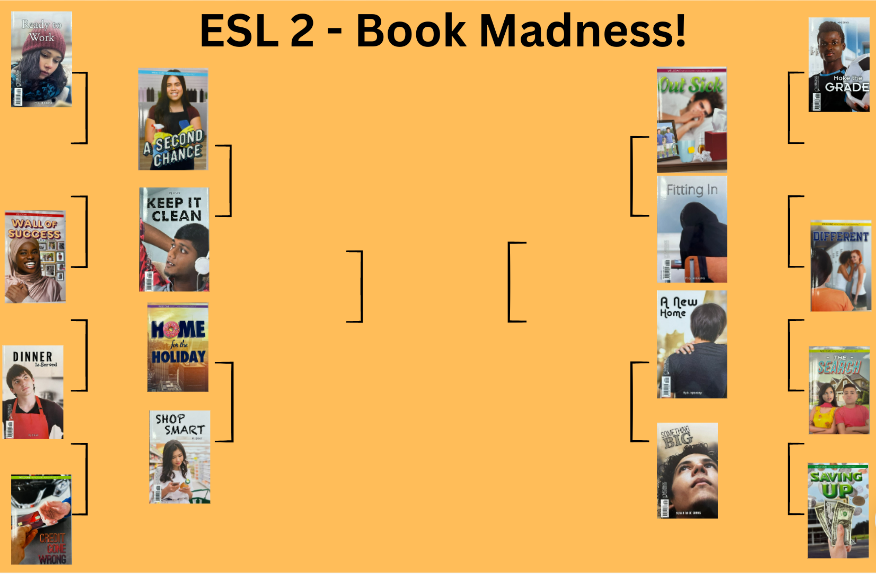 DrEdwardsESL's tweet photo. Book Madness bracket update (week 3). https://t.co/5pLUne0Si3