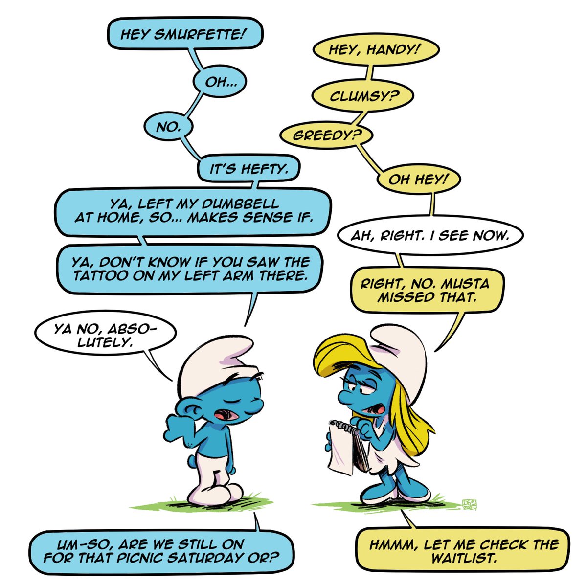 Smurf life. #wcn #whatcomesnext #smurfs #smurfette #heftysmurf #cartoonist #retrocartoons #throwbackfun