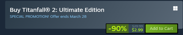 titanfall 2 is $3 on steam