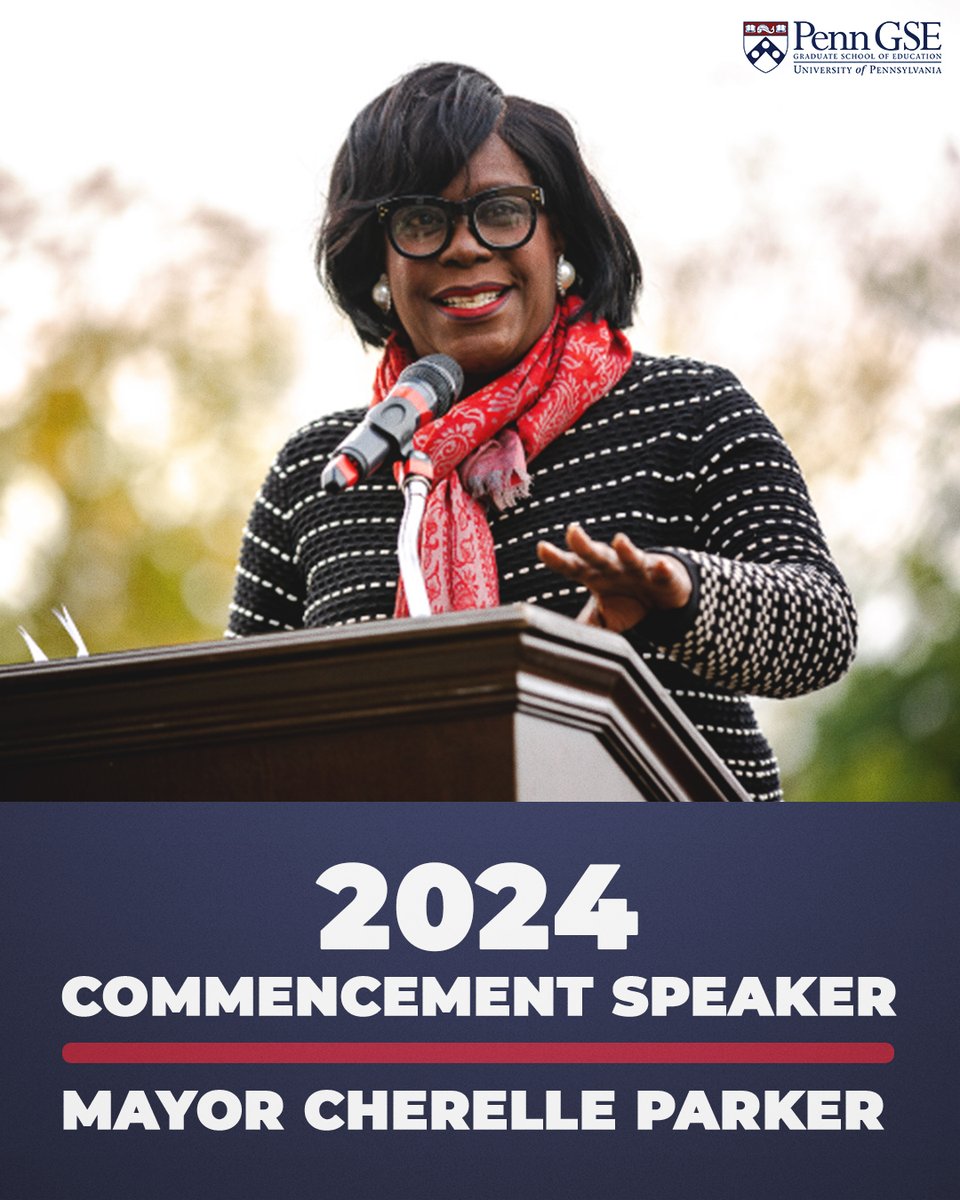 Philadelphia Mayor Cherelle Parker will be the featured speaker at the #PennGSE Commencement ceremony in May. Parker, a Penn alumna who began her career as a teacher, is the first woman to lead the city. penng.se/3vpICgY
