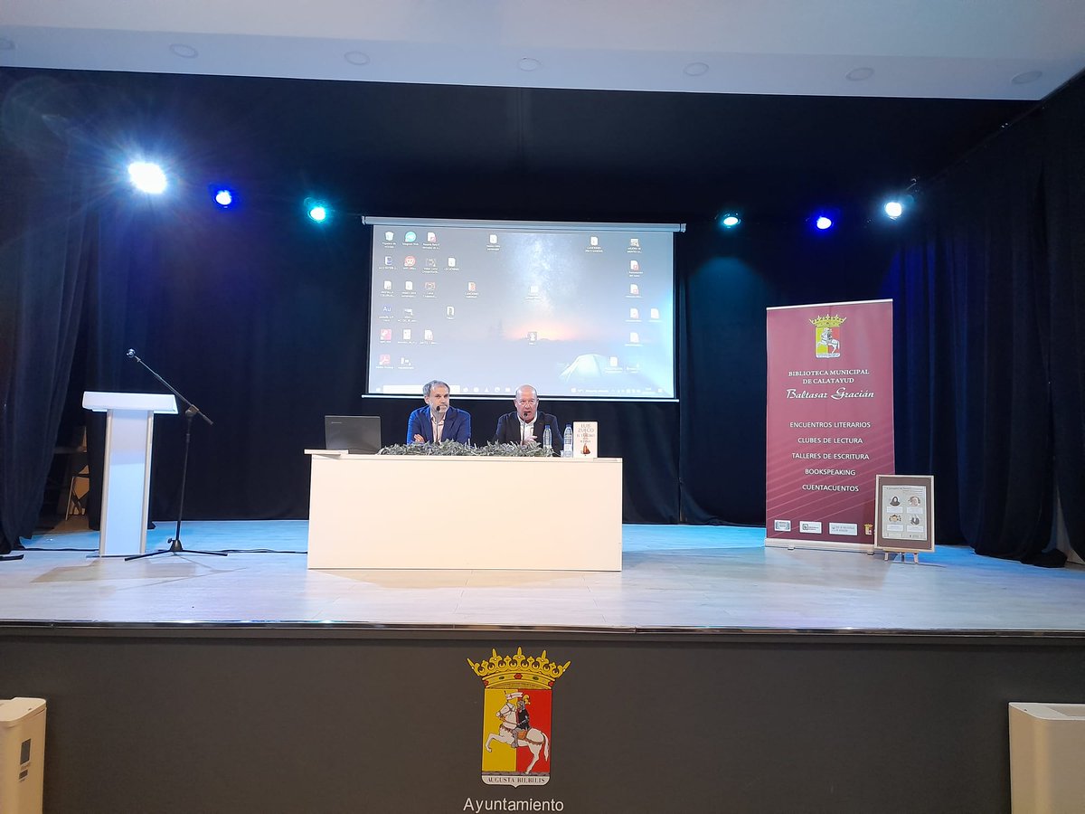 biblioayud's tweet photo. Desde la @biblioayud  queremos agradecer a todos los que nos habéis acompañado en las II Jornadas de Novela Histórica "Ciudad de Calatayud".
Ha sido un placer recibir a cuatro grandes escritores: @rosarioraro , @JoseCalvoPoyato , @ACorralOrea y @luiszueco https://t.co/zRWj7iQNyo