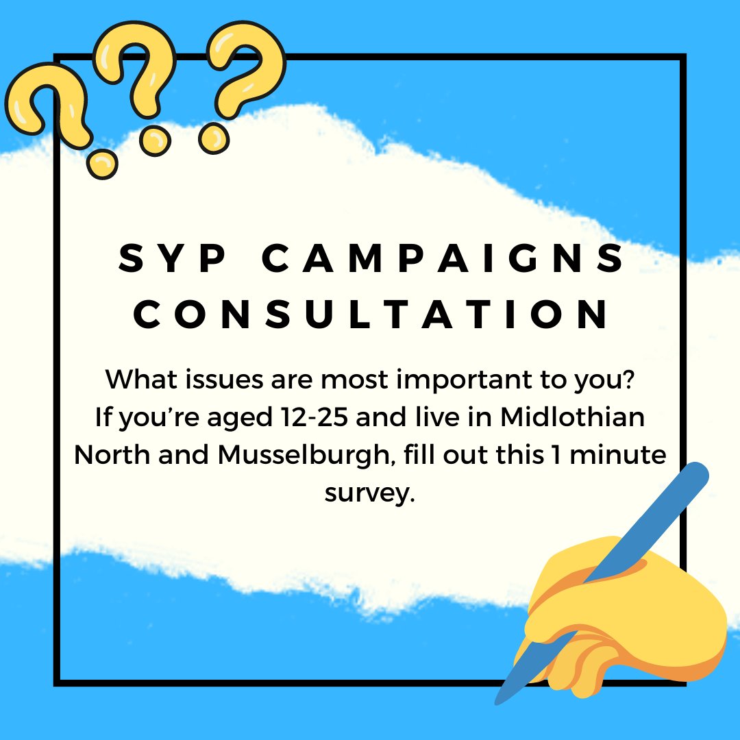 🖥️It's consultation time! MSYPs are deciding what the Scottish Youth Parliament's campaigning focus should be over the next two years. If you live, study or work in Musselburgh and Midlothian North and are aged 12-25, fill out this one minute survey! forms.office.com/e/KSMJ508AsK?o…