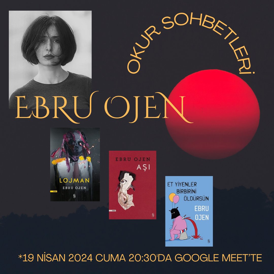 Okur Sohbetleri ödüllü yazar Ebru Ojen'i konuk ediyor! 19 Nisan Cuma, 20.30'da gerçekleşecek söyleşiye katılmak isteyenler bana ulaşabilir. Ebru Ojen'le ödüllü kitabı 'Lojman' üzerine konuşacağız. Yazın dünyasına dair de biraz sohbet edeceğiz. Bekleriz.🧚🏻🖤
