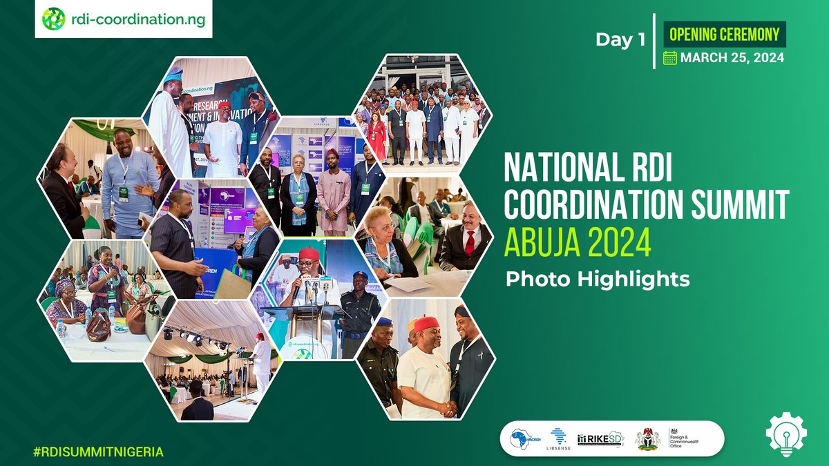 Day 1 of the #RDIsummitNigeria ended with a sense of renewed commitment by key actors towards ensuring continued efforts to translate research outputs into innovation to drive national development.  <a href="/UKinNigeria/">UK in Nigeria🇬🇧🇳🇬</a> <a href="/TETFundNg/">TETFund</a> <a href="/FMINONigeria/">Fed Min of Info & Nat’l Orien</a> <a href="/FMCIDENigeria/">Fed. Min. of Comms, Innovation & Digital Economy</a> <a href="/FmstNg/">FMIST Nigeria</a> <a href="/CVCNU/">CVCNU</a> <a href="/Rikesdglobal/">rikesd Global</a>