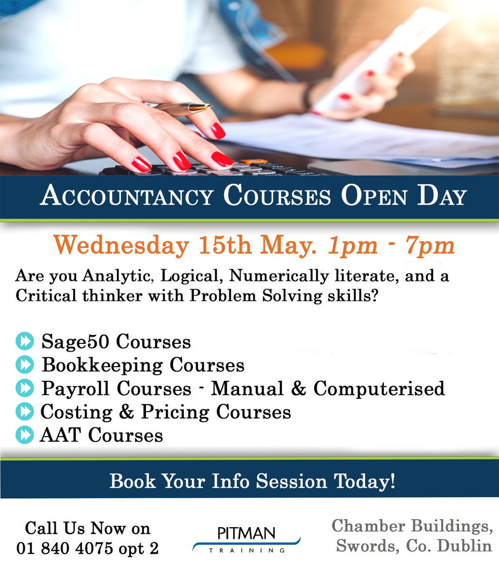 📣 ACCOUNTANCY COURSES OPEN DAY 📣 Curious about moving up in your career? Book an Info Session today to learn more: ow.ly/s1Gj50R1tqm ✔️ Graduate in 6 months or less! ✔️ Widely recognised Qualifications ✔️ Hybrid study options ✔️ Learning Coaches to assist you