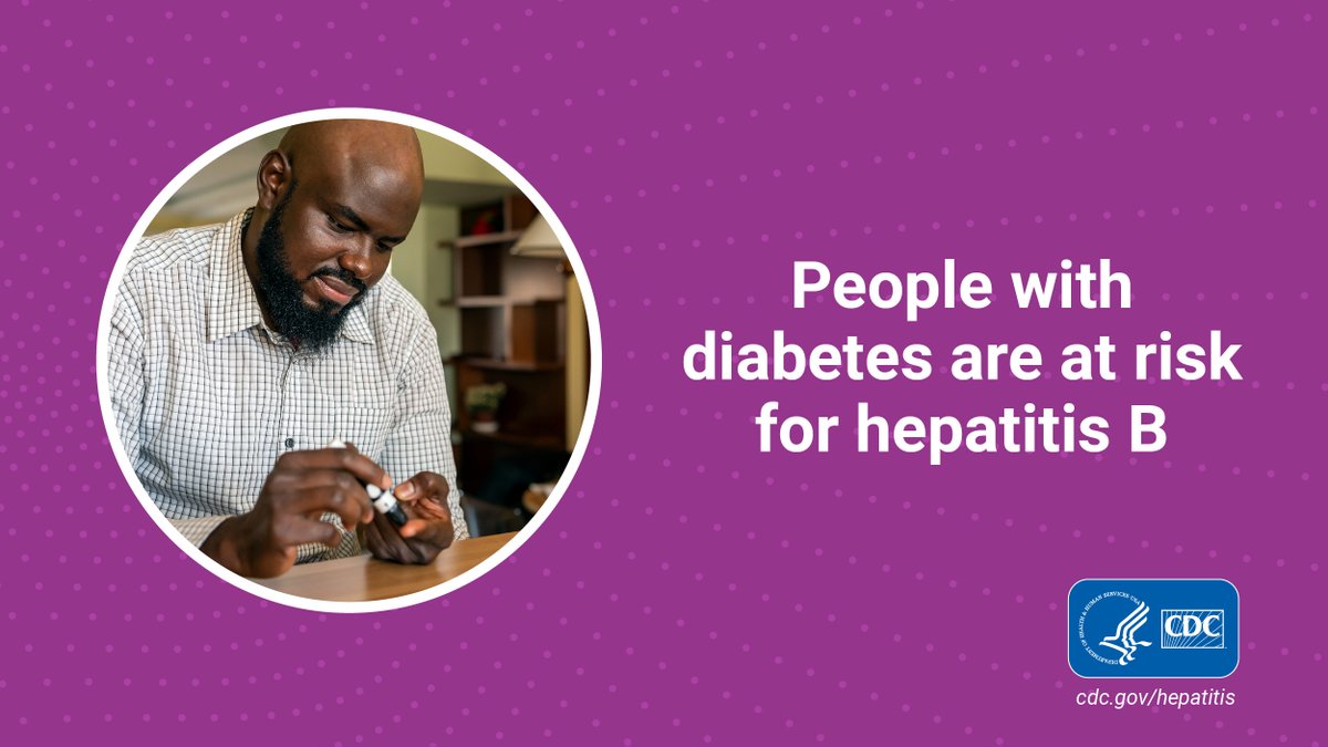 If you’re living with diabetes, @CDCgov recommends you talk to your doctor about getting a #HepatitisB vaccine.    Learn more about #Hepatitis and #Diabetes: bit.ly/3gXkx9M