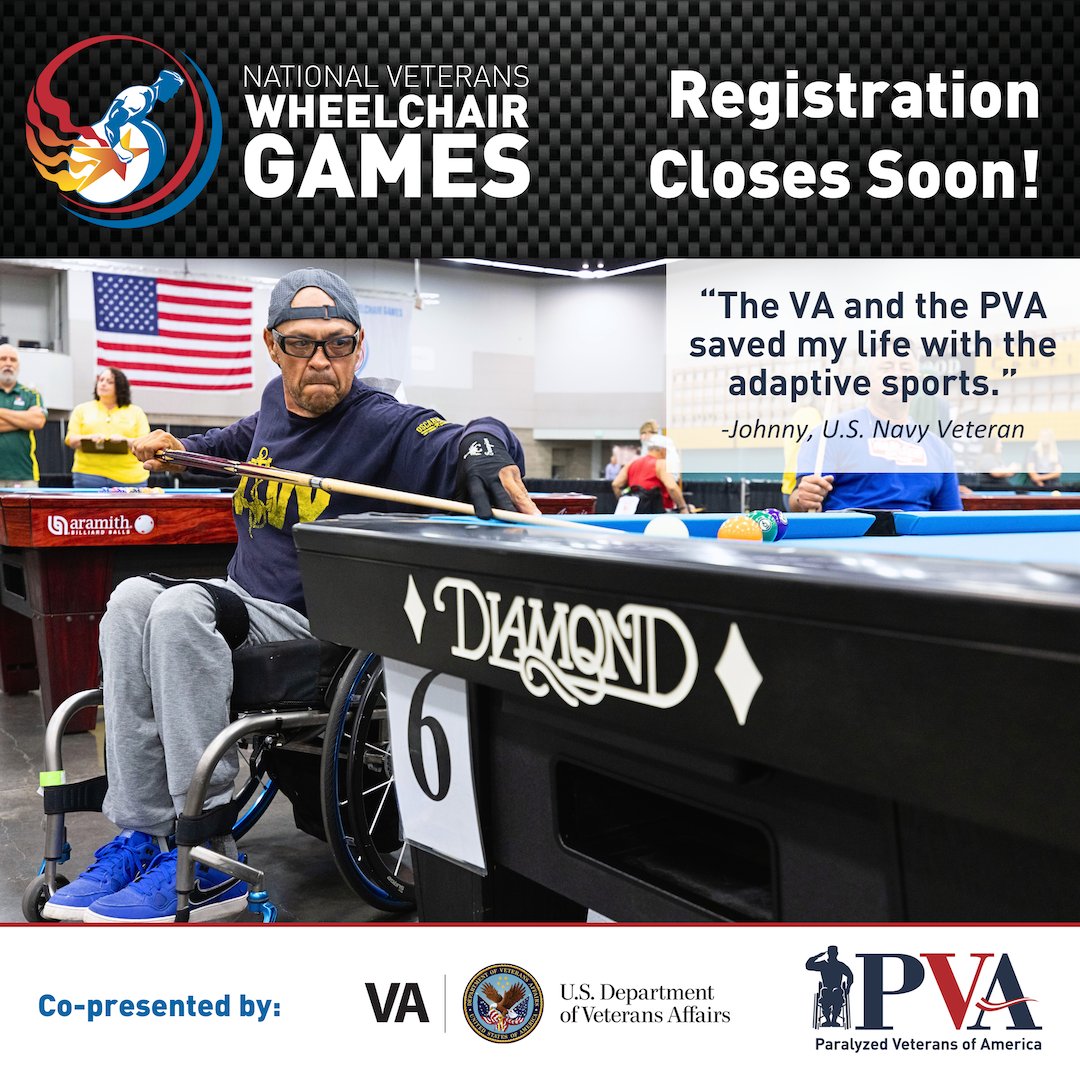 Adaptive Sports saves lives! #Veterans and volunteers, register by 4/5/2024 for our National Veterans #WheelchairGames in New Orleans, to experience the life-changing impact Johnny, our 2023 Spirit of the Games winner, describes: wheelchairgames.org. @PVA1946 #Sports4Vets