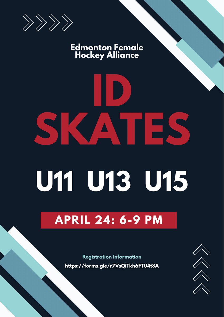 EFHA’s 2024/25 ID Skates‼️‼️

🏒U11 High Performance
🏒Female U13AA
🏒Female U15AA

Registration link:
forms.gle/r7VsQiTkh6FTU4…

<a href="/officialefha/">Edmonton Female Hockey Alliance</a> <a href="/playhockeyedm/">Hockey Edmonton</a> @u13aaice_white @edmontoniceblueu13aa @u15aapandasblack @aapandasgold @efacpandas <a href="/wmwhockey/">Whitemud West Hockey</a> @swzcomets #weareefha