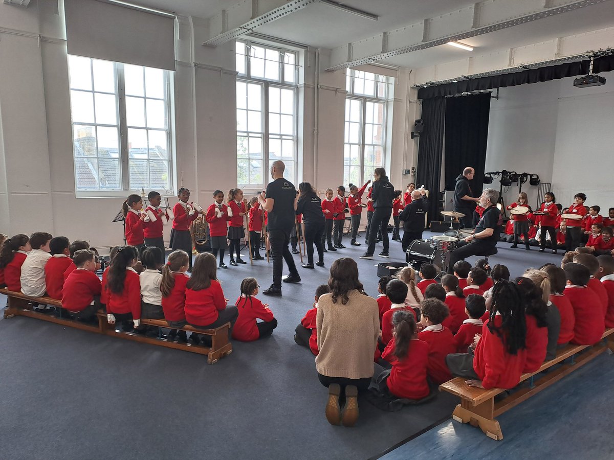 We had the wonderful Albert's Band from the <a href="/RoyalAlbertHall/">Royal Albert Hall</a> in school today. What a fantastic workshop - creating and performing music for each other!