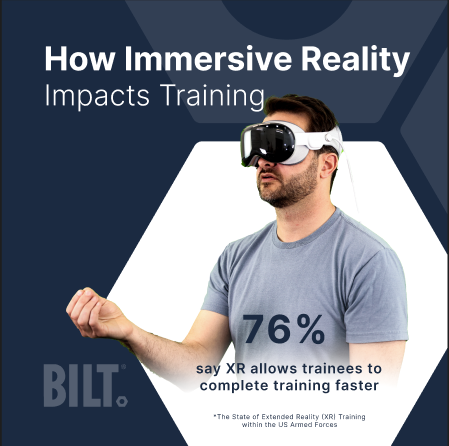 Time=$: 3 of 4 technical trainers say extended reality (XR) makes trainees faster. BILT reduces ramp time & learner mistakes. Learn how to seamlessly transition your workforce from the classroom to the field: biltapp.com/vision-pro/ #XR #AR #VR #spatialcomputing #AppleVisionPro