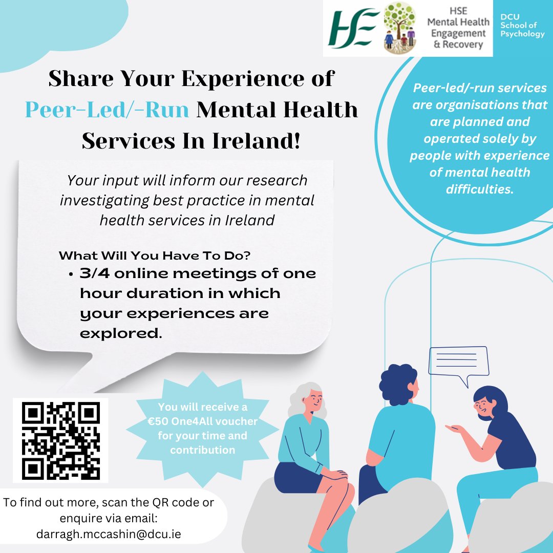 Have you experience of running peer-led mental health services in Ireland? We need your help in researching the growing role of peer-led/peer-run mental health services. Please get in touch to learn more! #rec74peersupport #stv #peersupport #ppi #livedexperience #peerresearch